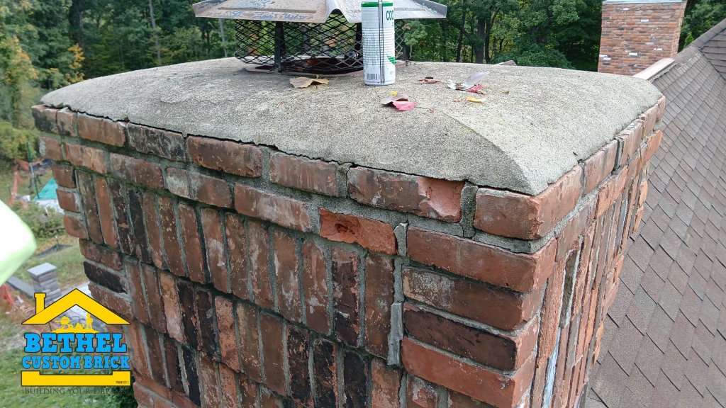 Mortar and brick damage to chimney