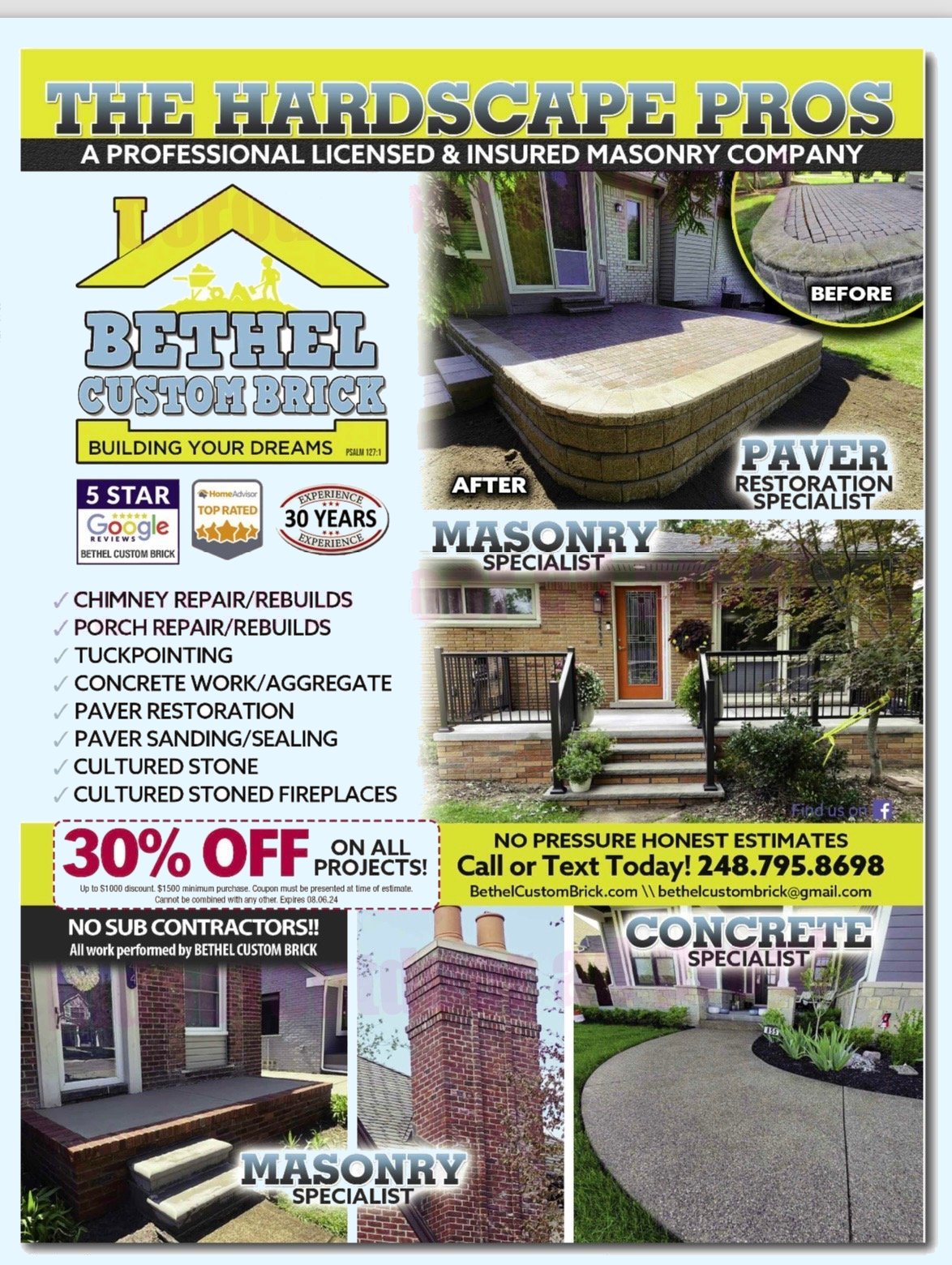 Special pricing and great deals at bethel custom brick