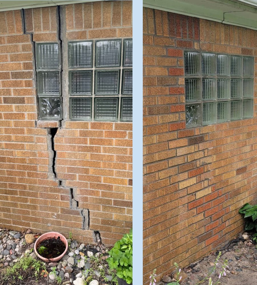 Severe brick damage repair and replacement